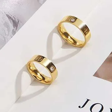 AmorArtSky Love Ring 18k Gold Silver Rings ：Friendship Ring With Screw Design Inlay Cubic Zirconia...