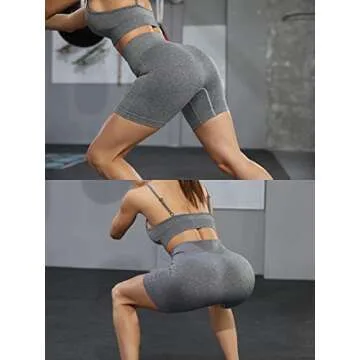 SPICE UNION Workout Shorts Womens for Running Yoga Biker Gym High Waist Spandex Ribbed Seamless Athletic Leggings(S010L-hehuilv)