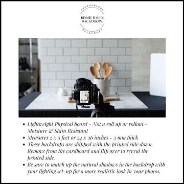 Bessie Bakes Chevron Tile Replicated Photography Backdrop 2 Feet Wide x 3 Feet Long 3 mm Thick