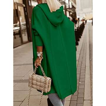 Aoysky Womens Long Cardigans Cable Knitted Open Front Oversized Hooded Outerwear Sweater Coat Green