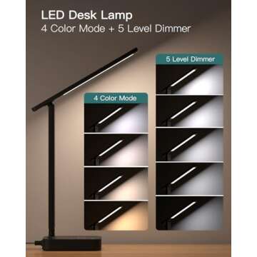 Compact Addtam LED Desk Lamp with USB Charging Ports