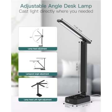 Compact Addtam LED Desk Lamp with USB Charging Ports