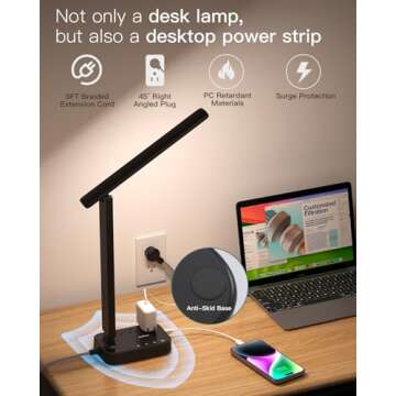 Compact Addtam LED Desk Lamp with USB Charging Ports