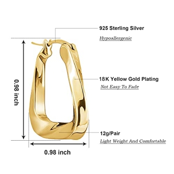 Thick Gold Hoop Earrings for Women in 18K Gold Plated Style