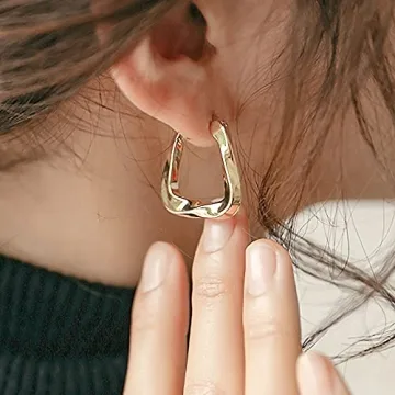 Thick Gold Hoop Earrings for Women in 18K Gold Plated Style