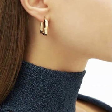 Thick Gold Hoop Earrings for Women in 18K Gold Plated Style