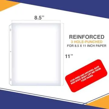 Performore 50 Durable Sheet Protectors for 3 Ring Binders