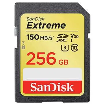 SanDisk 256GB Extreme SDXC UHS-I Memory Card - 150MB/s, C10, U3, V30, 4K UHD