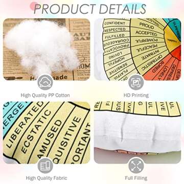 Wheel of Emotions Feelings Pillow Round Throw Circle Seating Floor Cushion Comfortable Round Pillow ...