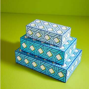 Jonathan Adler Medium Basketweave Lacquer Box