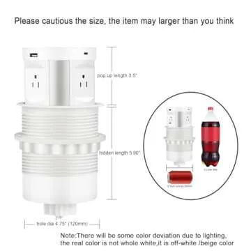 Automatic Pop up Outlet, Wireless Charger Power Strip Surge Protector Recessed Outlet, 4 AC Plug + Type-A and Type-C USB Port Outlets for Countertop Kitchen Island Conference Workbench, ETL Listed