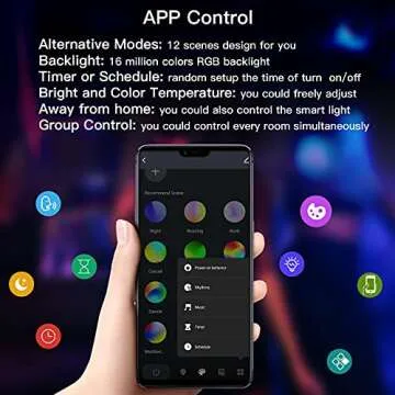 TALOYA Smart Ceiling Light, Black Led Flush Mount Ceiling Light Alexa Google Home Round Light, 15.8 Inch Light Fixtures Ceiling Mount 28W White Front/RGB Back Round Light for Bedroom