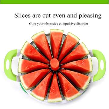 Extra Large Watermelon Slicer Cutter Comfort Silicone Handle,Home Stainless Steel Round Fruit Vegeta...