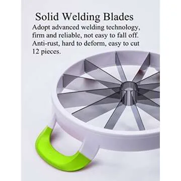 Extra Large Watermelon Slicer Cutter Comfort Silicone Handle,Home Stainless Steel Round Fruit Vegetable Slicer Cutter Peeler Corer Server for Cantaloup Melon,Pineapple,Honeydew,Get 12,As Seen On TV