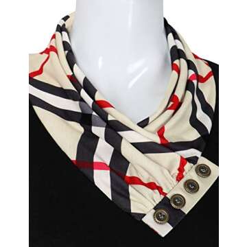 Ckuvysq Plaid Tunic Shirts for Women, Ladies Casual Slim Fit Crew Neck Blouse Raglan Long Sleeves Baseball Tee Buffalo Check Patchwork Tunic Tops Black XX-Large