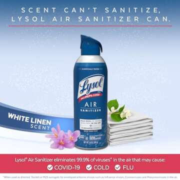 Lysol Air Sanitizer Spray, For Air Sanitization and Odor Elimination, White Linen Scent, 10 Fl. Oz (Pack of 3)