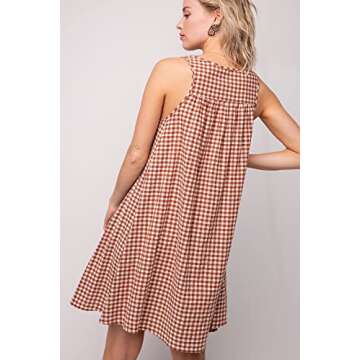 Easel Women's Gingham Oversized Dress with Pockets