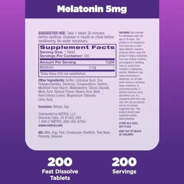 Natrol Melatonin 5 mg Fast Dissolve Tablets for Better Sleep