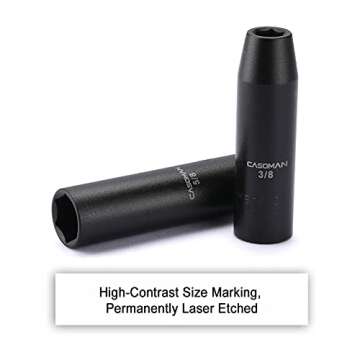 CASOMAN 11 Pieces 1/2-Inch Drive Deep Impact Socket Set, SAE, 6-Point, 3/8-Inch to 1-Inch