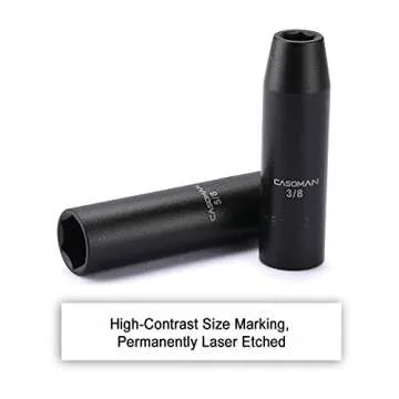 CASOMAN 11 Pieces 1/2-Inch Drive Deep Impact Socket Set, SAE, 6-Point, 3/8-Inch to 1-Inch