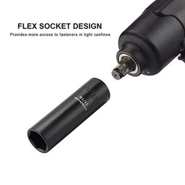 CASOMAN 11 Pieces 1/2-Inch Drive Deep Impact Socket Set, SAE, 6-Point, 3/8-Inch to 1-Inch