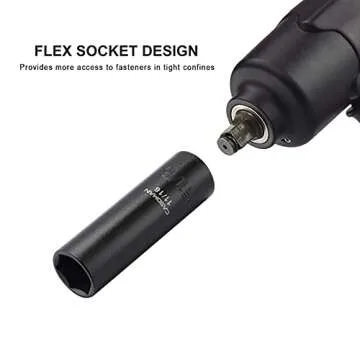 CASOMAN 11 Pieces 1/2-Inch Drive Deep Impact Socket Set, SAE, 6-Point, 3/8-Inch to 1-Inch