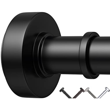 Black Shower Curtain Rods, 43-72 Inches, Never Rust, Never Slip, Adjustable Tension Rod with Durable...