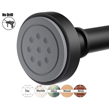 Durable Adjustable Black Shower Curtain Rod - No Rust & Easy Install