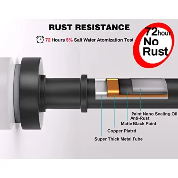 Durable Adjustable Black Shower Curtain Rod - No Rust & Easy Install