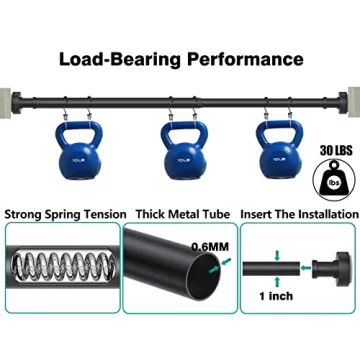 Durable Adjustable Black Shower Curtain Rod - No Rust & Easy Install