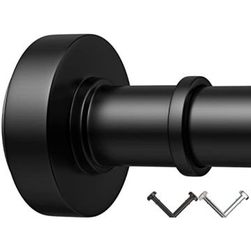 Durable Adjustable Black Shower Curtain Rod - No Rust & Easy Install