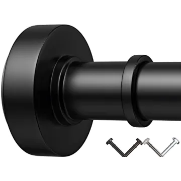 Durable Adjustable Black Shower Curtain Rod - No Rust & Easy Install