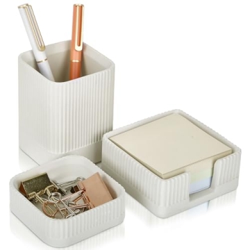 Stylish Concrete Desk Organizer Set of 3 - Perfect Office Accessories