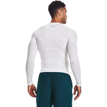 Under Armour Men's Armour HeatGear Compression Long-Sleeve T-Shirt , White (100)/Black, Small