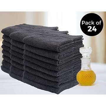 Bliss Casa Towels Salon Towels (24 Pack) 16 x 27 Inch Hand Towels Salon Towels, Hair, Gym, Spa (Black)