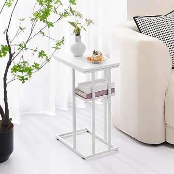 Yoobure C Shaped End Table, Side Table for Couch and Bed, Small Side Table for Small Spaces, Living ...