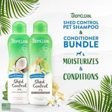 TropiClean Lime & Coconut Deshedding Dog Shampoo & Conditioner Set for Shedding Control | Natural Pe...