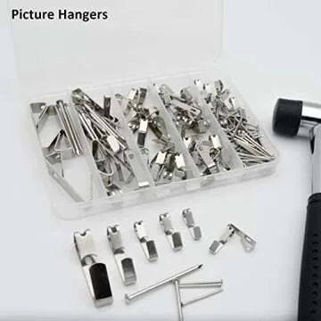 136Pcs Picture Hangers, 5 Sizes Picture Hanging Kits Including 10/20/30/50/100lb Picture Hanging Hooks, Sorted Picture Hooks with Nails for Drywall Wooden Wall in a Very Handy Storage Case (Silver)