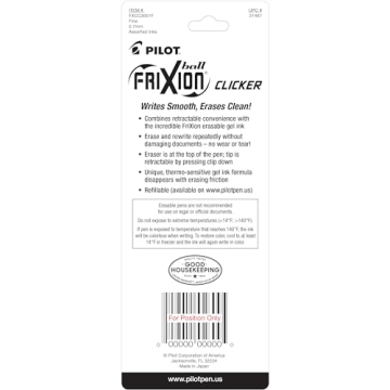 Pilot FriXion Clicker Erasable Gel Pens 3-Pack