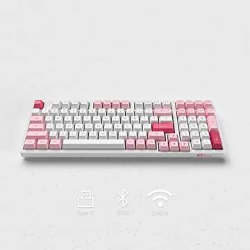 Akko Mechanical Keyboard Wireless 2.4G,3098B Prunus Lannesiana RGB Backlit Hotswap Gaming Keeb, Bluetooth/Wired with PBT Double-Shot Keycaps for Mac & Win & Tablet - CS Radiant Red Linear Switches …