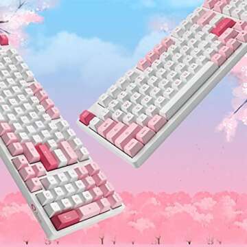 Akko Mechanical Keyboard Wireless 2.4G,3098B Prunus Lannesiana RGB Backlit Hotswap Gaming Keeb, Bluetooth/Wired with PBT Double-Shot Keycaps for Mac & Win & Tablet - CS Radiant Red Linear Switches …
