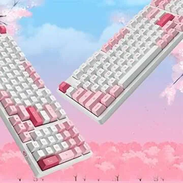 Akko Mechanical Keyboard Wireless 2.4G,3098B Prunus Lannesiana RGB Backlit Hotswap Gaming Keeb, Bluetooth/Wired with PBT Double-Shot Keycaps for Mac & Win & Tablet - CS Radiant Red Linear Switches …