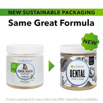 In Clover Dental Health Powder for Dogs and Cats, Natural Pet Supplement, BioBrilliant Dog and Cat T...