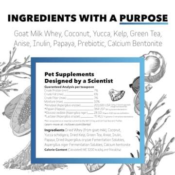 In Clover Dental Health Powder for Dogs and Cats, Natural Pet Supplement, BioBrilliant Dog and Cat Teeth Treat, Helps Dental Health, Daily Supplement for Pets, Natural Whey Goat Milk, Sweeten Breath