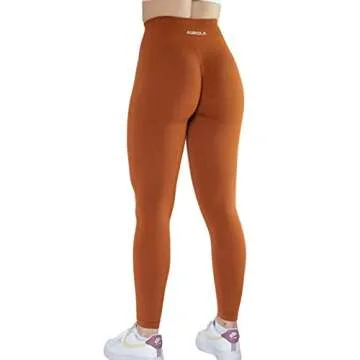 AUROLA Seamless Scrunch Tights Tummy Control Gym Fitness Yoga Pants Girl Sport Active Workout Leggings for Women (L, Gold Fire)