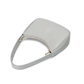 CYHTWSDJ Shoulder Bags for Women, Cute Hobo Tote Handbag Mini Clutch Purse with Zipper Closure (grey)