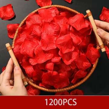 HongyiTime 1200 PCS Artificial Silk Rose Petals Decoration for Romantic Night, Wedding, Event, Party, Decoration, Decoration Wedding Party Color Red Rose Petals