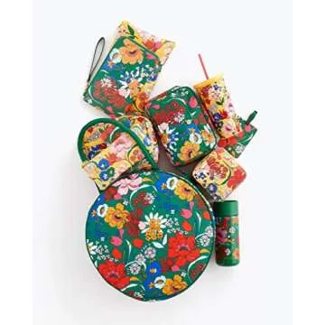 ban.do Yellow Floral Get It Together Leatherette Wristlet Pouch, 10" x 7", Superbloom