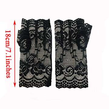 monochef Women Short Lace Gloves Sunblock Fingerless Bridal Wrist Floral Opera Evening Party Wedding...