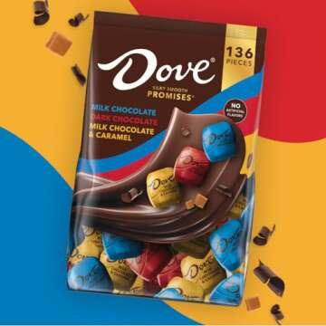 DOVE PROMISES Milk Chocolate, Dark Chocolate & Caramel Assorted Chocolate Candy Bulk Bag - 136Ct